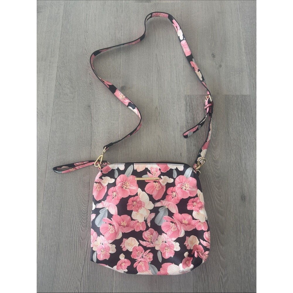 Steve Madden Pink Floral Crossbody Bag with Black Base
